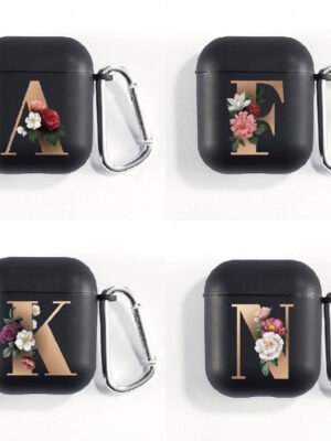 Matte Black Alphabet Airpods Case